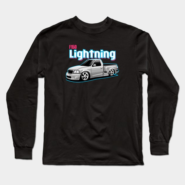 F150 Lightning Pickup Classic American Cars Long Sleeve T-Shirt by Turbo29